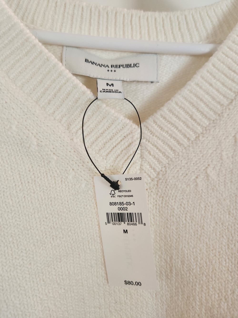 Banana Republic Cream V-Neck Sweater